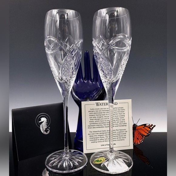 Waterford Crystal Celtic Knot Champagne Flutes - Picture 1 of 7